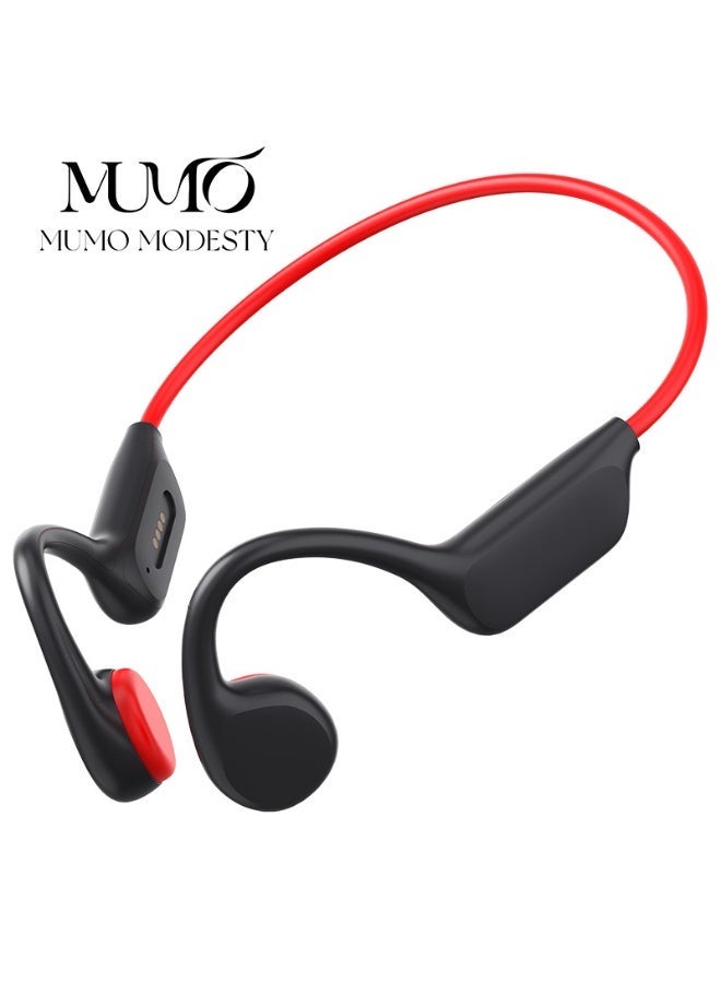 MUMO Open-Back Bone Conduction Headphones, Bluetooth Headphones - Ipx8 Waterproof Rating, Swimming Headphones, High-Quality Bluetooth/Mp3 Dual-Mode, 32gb Memory, Enc Noise Cancellation, HD Call Quality, 10 Hours of Playback Time, Lightweight at Only 25 Grams - Perfect for Swimming, Running, Cycling, Hiking and Outdoor Activities. - Image 1